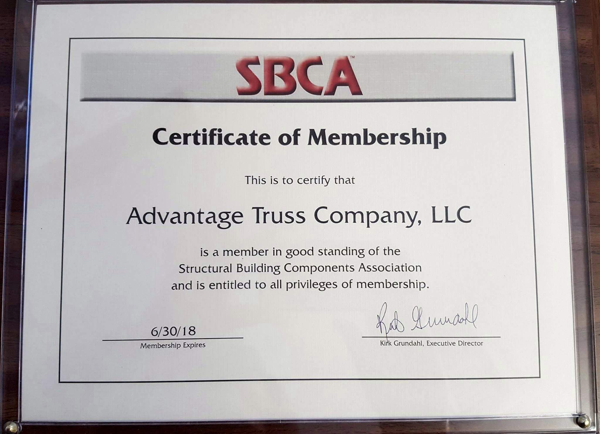 Membership in Structural Building Component Association